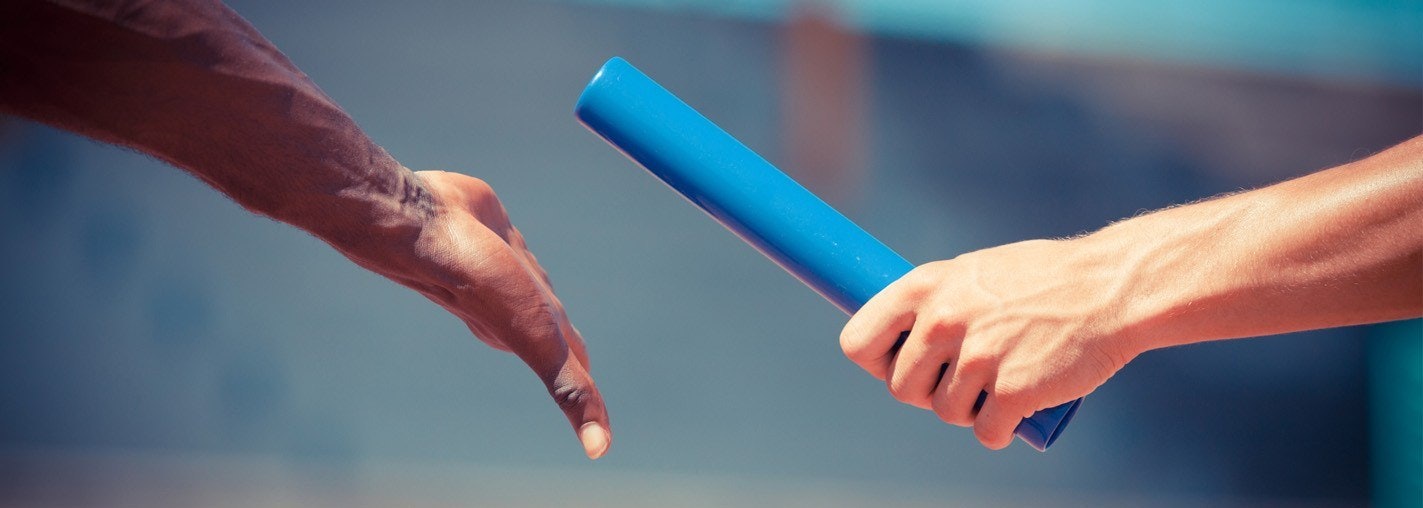 baton being handed off